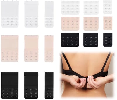 18 Stuks Bh Verlengstuk - 3 Rijen - Bh Accessoires - Beha Verlenger - Elastische Beha-Verlenging - Flexibele Aanpassing - Lingerie & Badmode - Elastische Band Voor Damesbeha - Geschikt Voor De Meeste Bh's - 3 Kleuren