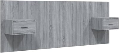 Hoofdbord met Kastjes - Paneel Hoofdeinde - Slaapkamer Inrichting - Stevig Ontwerp - 48.5 x 80 cm - Grijs Sonoma