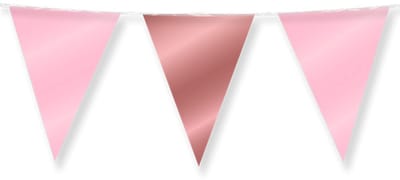 Dubbelzijdige vlaggenlijn | Set á 6 stuks | Lengte: 10 meter | Kleur: Roze | Rosé goud