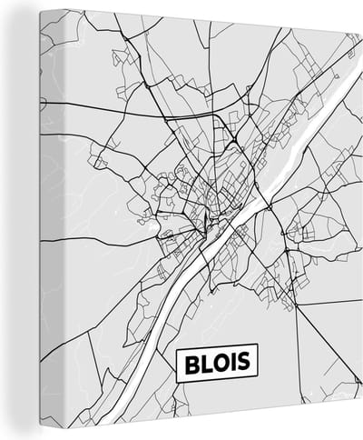 Canvas Schilderij Plattegrond - Blois - Stadskaart - Kaart - Frankrijk - 20x20 cm - Wanddecoratie