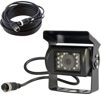 EXCITAT Camera - Achteruitrijcamera - 12V-24V 4-pins - Robuust - Met 18 infrarood-leds - Nachtzicht - Waterdicht - Geschikt voor bussen, vrachtwagens en aanhangers