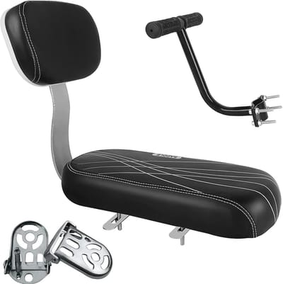 SnelShoppen - Fietsstoeltje voor Achterop Fiets, Dikkere Zitkussen voor Kinderen met Handvat, Veiligheid en Comfort, Set van 3 met Fietszadel en Voets