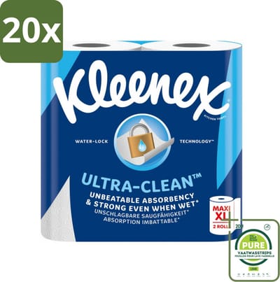 20 x Kleenex Keukenpapier Ultra Clean Maxi XL 2 stuks per verpakking - Grootverpakking - Keukenpapier - Papierhanddoek - Ultra Schoon - Maxi Rol - Absorptievermogen