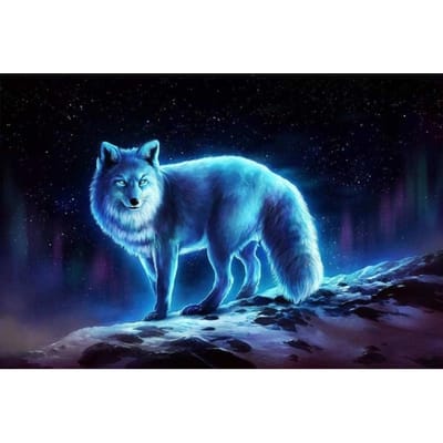 Wolf IJs Vuur Sterrenhemel Volle Boor Rond Dier Foto Op Maat Diamant Borduurwerk Diamant Schilderen 20X30