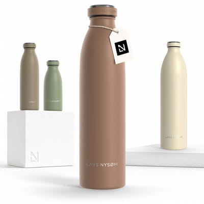 LARS NYSØM Ren Roestvrijstalen drinkfles 750ml - BPA-vrije geïsoleerde waterfles 0,75 Liter (Mocha Brown)