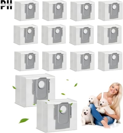 PolkaHome 12 Stofzuigerzakken voor Roborock S8+/S8 Pro Ultra/S7 MaxV Ultra/S7 Pro Ultra/Q7+/Q7 Max+/Q8 Max+/ Q5 Pro+ stofzuiger afzuigstation, stofzak, reserveonderdelen, accessoires voor Roborock