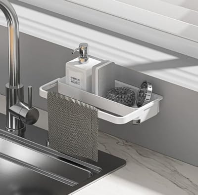 SnelShoppen - Sink Organizer Zonder Boren, Transparante Sponge Holder voor Keuken, Handdoekhouder voor Vaatwasser, Hoogwaardige ABS Materialen, Makkel