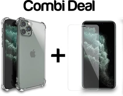 iPhone 11 Pro | TPU Silicone Hoesje Bumper Case Transparant Shockproof + Tempered Glass Screenprotector | Smartphonica geschikt voor iPhone 11 Pro