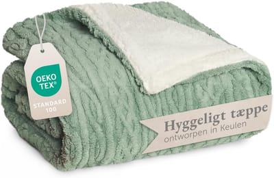 Extra Zachte Duo Kleur Fleece Deken met Sherpa Binnenkant 150x200 cm