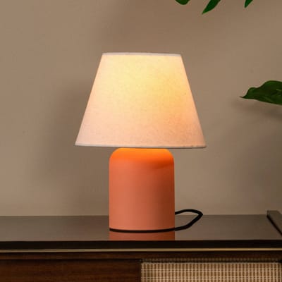 Lucide Tafellamp Macia, terracotta/natuurlijke kleur 27 cm Keramiek/stof
