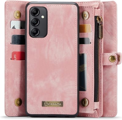 CaseMe Hoesje - Geschikt voor Samsung Galaxy A14 Hoesje - CaseMe 008 2-in-1 Book Case & Back Cover met Portemonnee - Roze