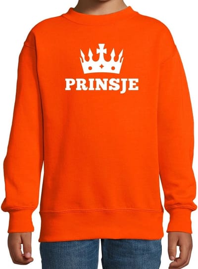 Oranje Prinsje met kroon sweater jongens - Oranje Koningsdag kleding 98/104