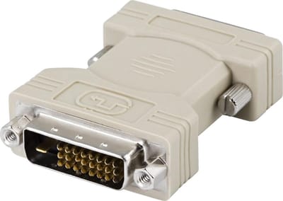 DELTACO DVI-10, DVI 24 pins adapter, DVI male naar DVI male, Grijs