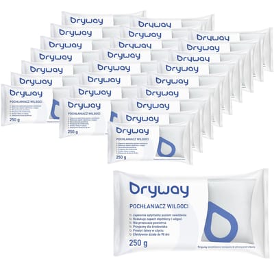 Dryway, set 25 Vochtvanger navulling 250g, luchtontvochtiger, geurloos, tegen vocht, 3 maanden werking