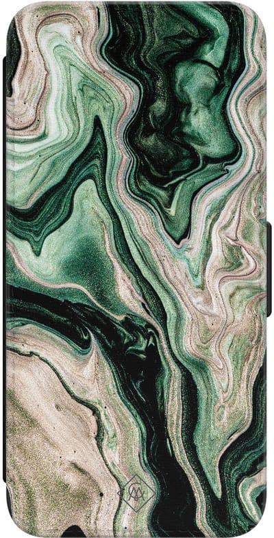 Casimoda® bookcase - Geschikt voor Samsung Galaxy S24 - Hoesje met pasjeshouder - Groen marmer / Marble - Groen - Kunstleer