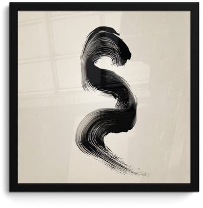 Poster in lijst - Fotolijst 40x40 cm - Posters - Penseelstreek - Zwart - Minimalistisch - Posterlijst zwart - Decoratie - Wanddecoratie woonkamer - Muurdecoratie slaapkamer