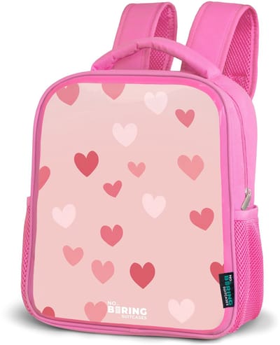 NoBoringSuitcases.com® - Rugzak roze - Schooltas meisjes - Hartjes - Kinder rugtas meisje - Boekentas kind - Kinderrugzak voor school - Schoolrugzak