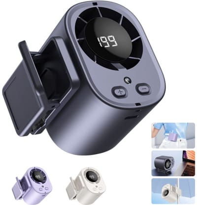 Miniventilator - Draagbare ventilator - USB - Handventilator - Clipventilator - Ventilator voor bevestiging aan de taille - Drie snelheden instelbaar - Geschikt voor thuis, buiten en op kantoor - Grijs - 84*74*63 mm