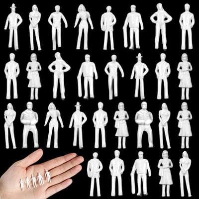 Miniatuur Figuren - Model Mensjes - Diorama Bouw - Ongeverfd ABS Plastic - Schaal 1:75 - Wit