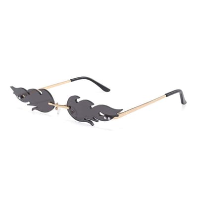 aladdien - Vuurvlam zonnebril - Modieuze zonnebril - Frameloos ontwerp - Grijs - Unisex zonnebril - Perfect voor festivals en feesten - Trendy acces...