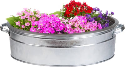 Esschert Design Teil/plantenpot - groot - zink - zilver - L59 x D45 X H15 cm