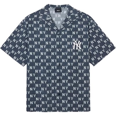 MLB New York Yankees SS24 Casual Outdoor Polo met Meerdere Zakken Vintage Bloemendruk Unisex shirts Marineblauw 3AWSM0243-50NYS XS gray