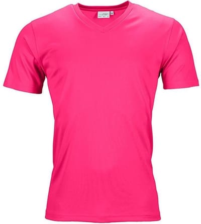 Fusible Systems - Heren Actief James and Nicholson T-Shirt met V-Hals (Roze)