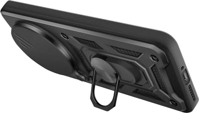Mayaxess, Hoesje voor Honor Magic 8 Lite met Schuifbare Camera Cover en Magnetische Ring, Zwart