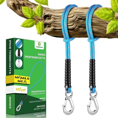 Schommel Touw Set - Hangmat Ophanging - Veilig Bevestigen - Roestvrij Staal Haken - 60 cm Lengte - Blauw