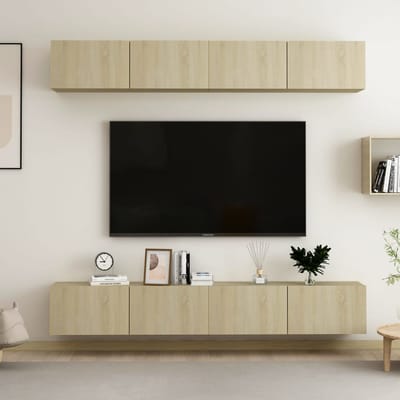 vidaXL - Tv-meubelen - 4 - st - 100x30x30 - cm - bewerkt - hout - sonoma - eikenkleurig