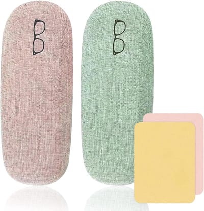 Draagbare brillenkoker met doek, premium universele harde en zachte PU leren hoes, grote brillenkoker voor myopie, presbyopie en zonnebrillen.
