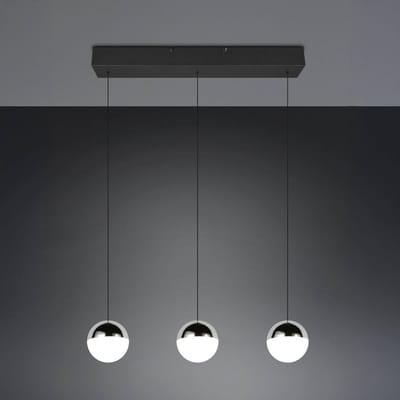 Reality Leuchten LED hanglamp Senta, chroom, lengte 62 cm, 4.000 K, 3-lamps.