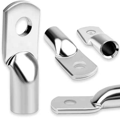 SnelShoppen - Tubular Lugs 4 Stuks 95 mm² zonder Kijkgat, Dikke Koper Kabelschoenen voor Boot, Jacht, Auto, Vrachtwagen, Zonne-energie Installatie