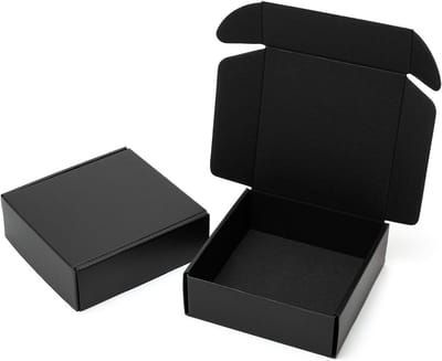 Zwarte Verzenddozen 6x6x2 Inch - 25 Stuks Gegolfd Karton voor Sieraden en Cadeauverpakking