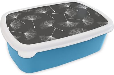 Broodtrommel Blauw - Lunchbox - Brooddoos - Design - Paardenbloem - Plant - 18x12x6 cm - Kinderen - Jongen