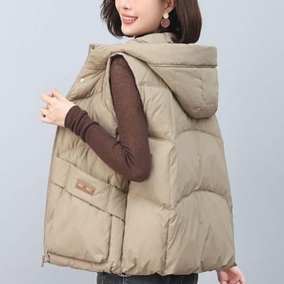 Vest Dames Capuchon Winterkleding Nieuwe Verdikte Modejas 3XL gray