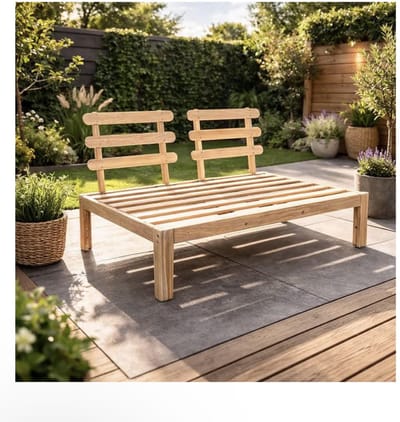 Houten Palletbank 2-Persoons – Compacte Loungesofa voor Tuin (83,5 x 120 x 70 cm)