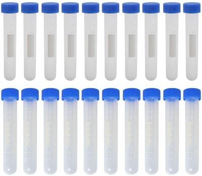 Dailygoods- Centrifugebuisjes 10 ml - 20 stuks - Kunststof - Ronde bodem - Schroefsluiting - Voor laboratoriumgebruik - Kryobuizen