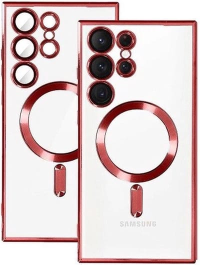 TG Techgrip - Hoesje Geschikt voor Samsung S24 Ultra Magsafe Compatible - Back Cover Hoesje met ingebouwde 9H HD camera glas bescherming - Rood Hoes Geschikt voor Samsung Galaxy S24ULTRA