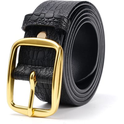 Heren Echte Lederen Riem Krokodillenpatroon Koeienhuid Gesp Casual Lederen Riem Koeienhuid Mannen Middelbare Leeftijd en Jong Zakelijk Veelzijdige Riem Mannen 110cm black