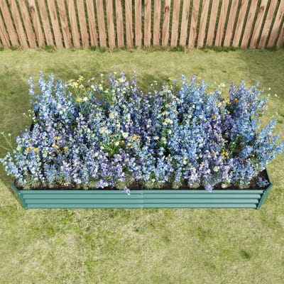 Wishdor - Verhoogde Moestuinbak - Open Bodem - Verzinkt Staal - Groen - 232 X 113,5 X 30 Cm