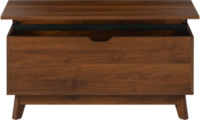 Urban Loft - Serie Metro - Salontafel 90 cm - Hoogte Verstelbaar Blad & Schuifbare Jalousiedeuren - Notenhout Look & Multifunctioneel