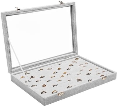 Allecto - Grijze Fluwelen Ring Sieraden Opbergdoos - Organizer met