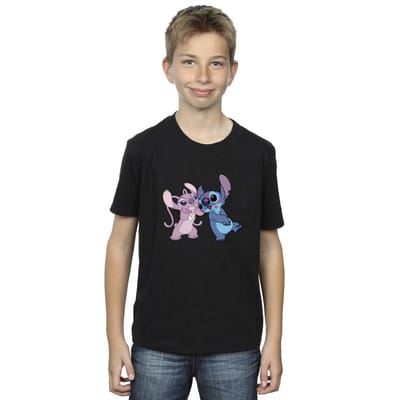 Disney Jongens Lilo & Stitch Kusjes T-shirt (Zwart)