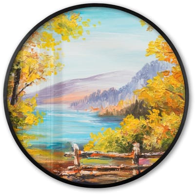 Poster in lijst Rond - Fotolijst 60x60 cm - Posters - Schilderij - Olieverf - Planten - Natuur - Ronde posterlijst zwart - Decoratie - Wanddecoratie woonkamer - Muurdecoratie slaapkamer