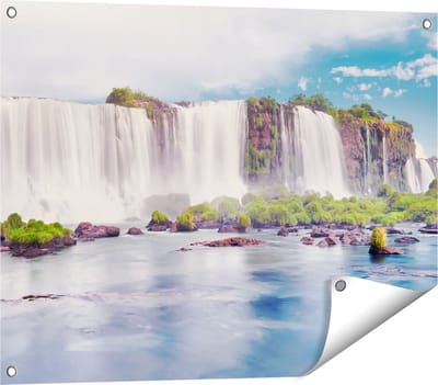 Gards Tuinposter Watervallen in Argentini� - 80x60 cm - Tuindoek - Tuindecoratie - Wanddecoratie buiten - Tuinschilderij