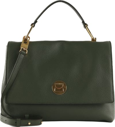 COCCINELLE Leren Handtas Schoudertas Liya Handbag Alga / Noir Donkergroen