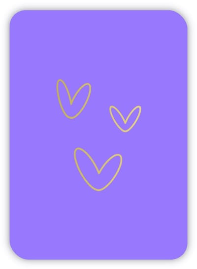 Luxe Wenskaart Paars met Gouden Hartjes – Goudfolie & Ronde Hoeken | Valentijnsdag | Valentijnskaart | Liefde | A6