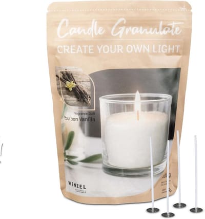 Kaarsengranulaat 400g Bourbon Vanille met Lonten - DIY Kaarsen Maken in Glas