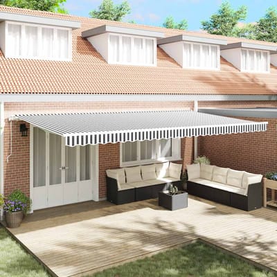 vidaXL - Luifel - automatisch - uittrekbaar - 600x300 - cm - antracietkleur - en - wit